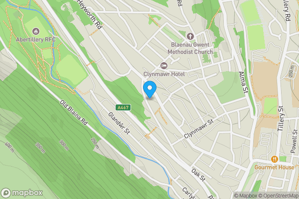 Map location for 122 Oak Street, Abertillery, NP13 1TQ