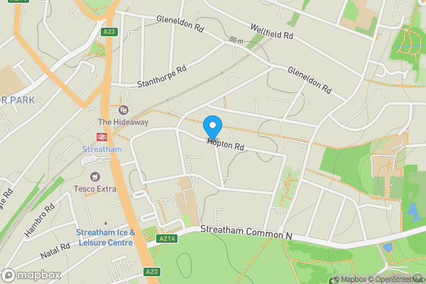Map location for Hopton Road, London, SW16
