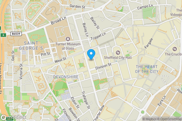 Map location for Apartment 57, Smithfield Apartments, 131 Rockingham Street, Sheffield, South Yorkshire, S1 4EY