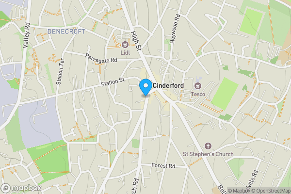 Map location for Flat 1, 5 Market Mews,, Market Street, CINDERFORD, Gloucestershire, GL14 2RT