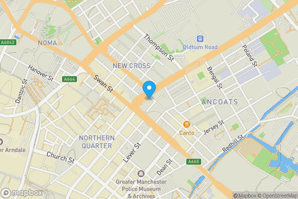Map location for Apartment 406, 6 Oldham Road, Manchester, Lancashire, M4 5DB