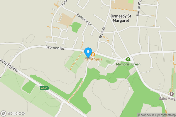 Map location for 12 Filby Lane Ormesby, Great Yarmouth, Norfolk, NR29 3JR