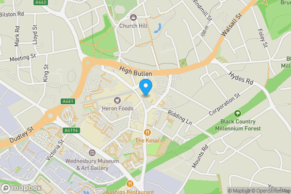 Map location for 22 Market Place, Wednesbury