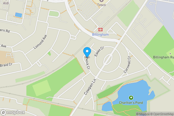 Map location for Warwick Crescent, Billingham , TS23 4AH