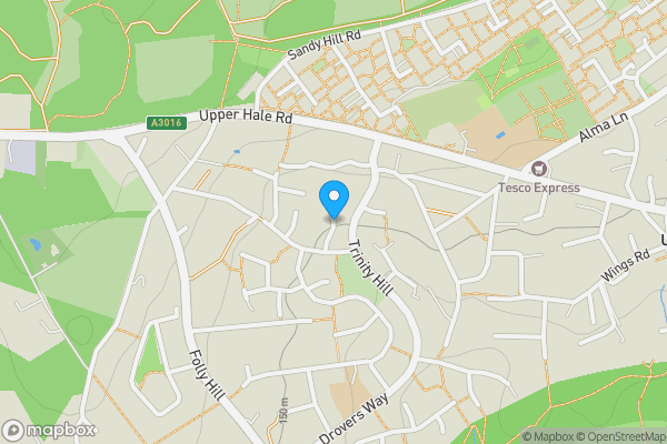 Map location for Trinity Fields, Farnham, Surrey, GU9 0SB