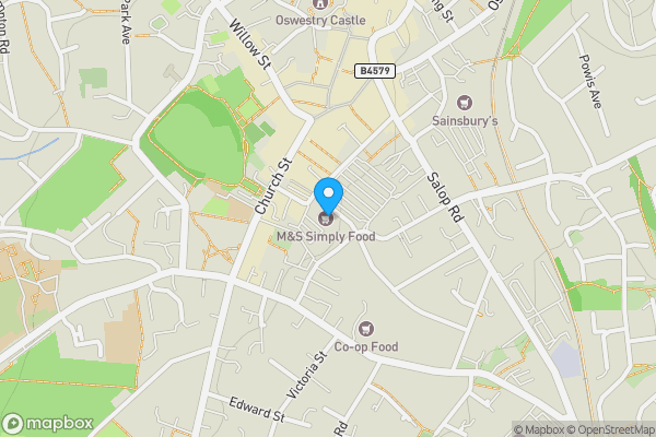 Map location for M&S Foodhall 37 Smithfield Road Oswestry Shropshire SY11 2EL