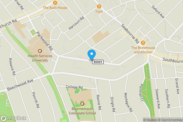 Map location for Parkwood Road, Bournemouth, Dorset, BH5 2BL