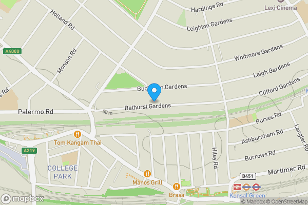 Map location for 92a Bathurst Gardens, London , NW10 5HY 