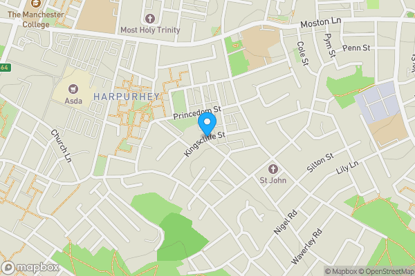 Map location for Kingscliffe Street, Moston, Greater Manchester, M9