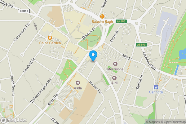 Map location for 14-18, Walsall Road, Cannock, Staffordshire, WS11