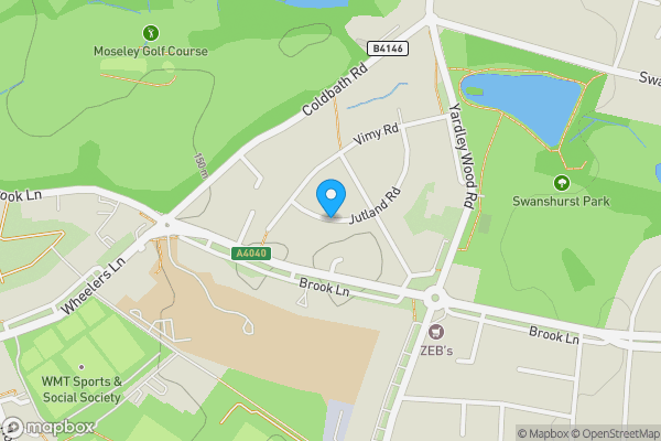Map location for Jutland Road, Birmingham, West Midlands, B13 0TX