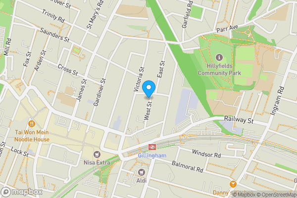 Map location for 12 West Street, Gillingham, Kent, ME7 1EE