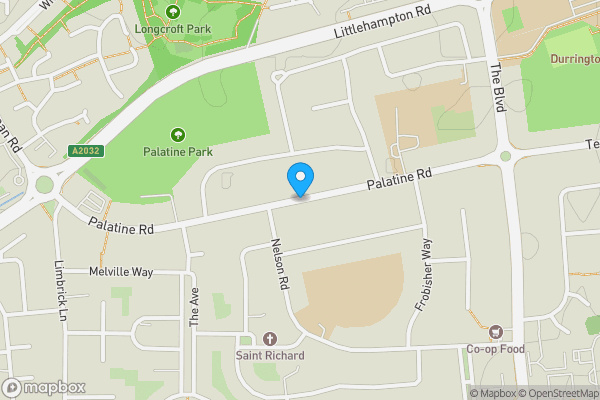 Map location for Palatine Road, Worthing, West Sussex, BN12 6JJ