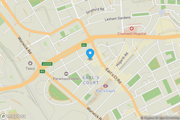Map location for Flat 2, 16 Nevern Place, Earls Court, London SW5 9PR