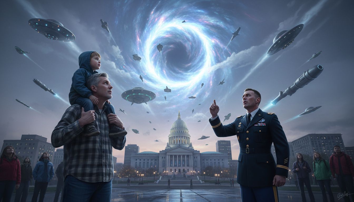 MULTIPLE UFOs EMERGE FROM STARGATE-LIKE PORTAL Over Madison, Wisconsin, Reported by Military Witness!