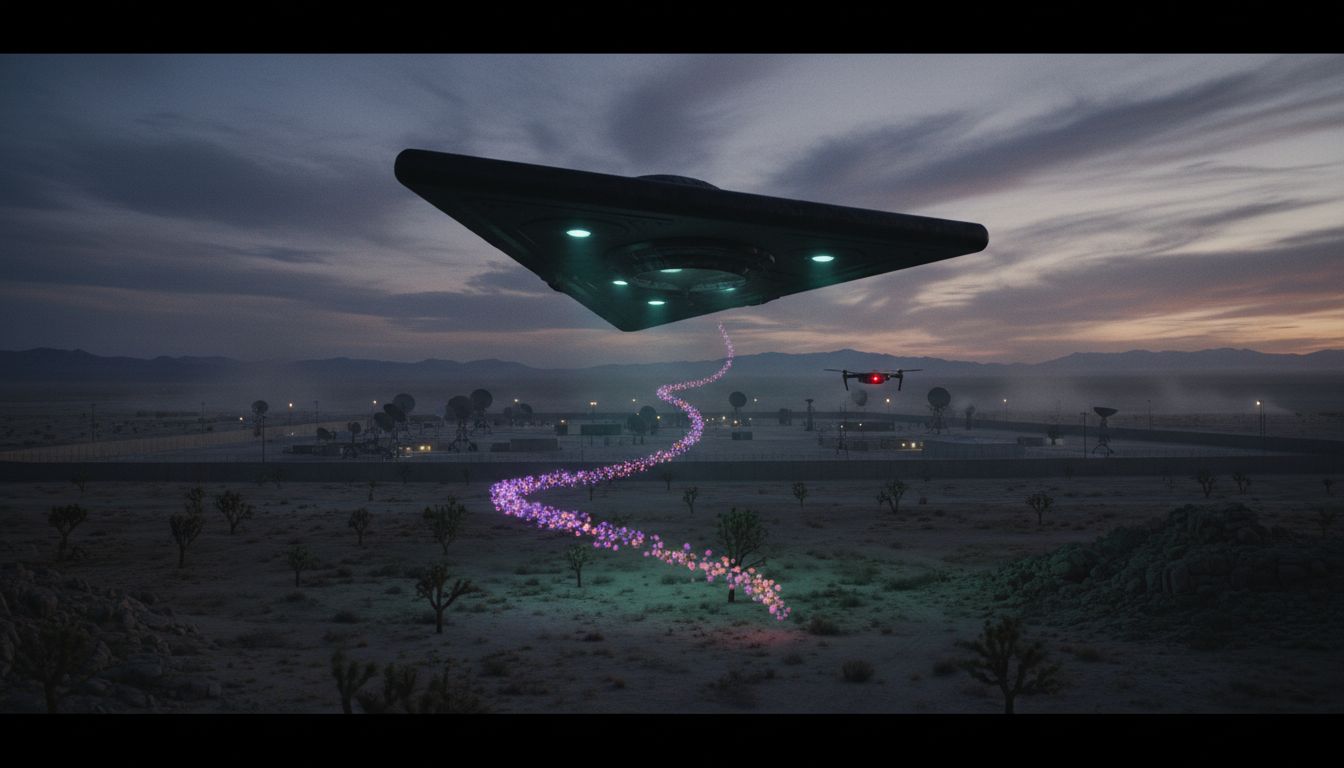Mysterious UFO-shaped 'Dorito' aircraft spotted over Area 51 as strange military code is heard - Daily Mail