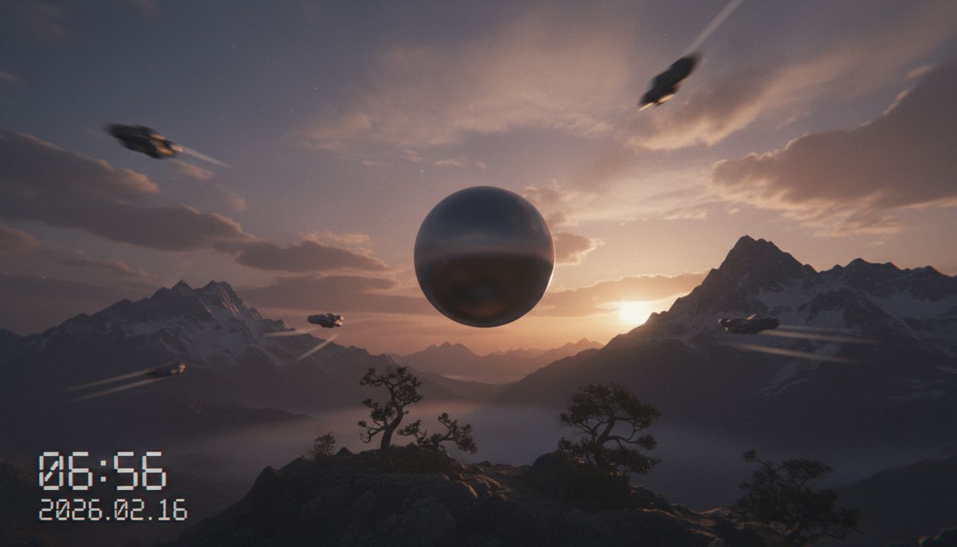 February 16th 2026 UFOs/UAPs 0656 same sphere hovering with associated go fasts