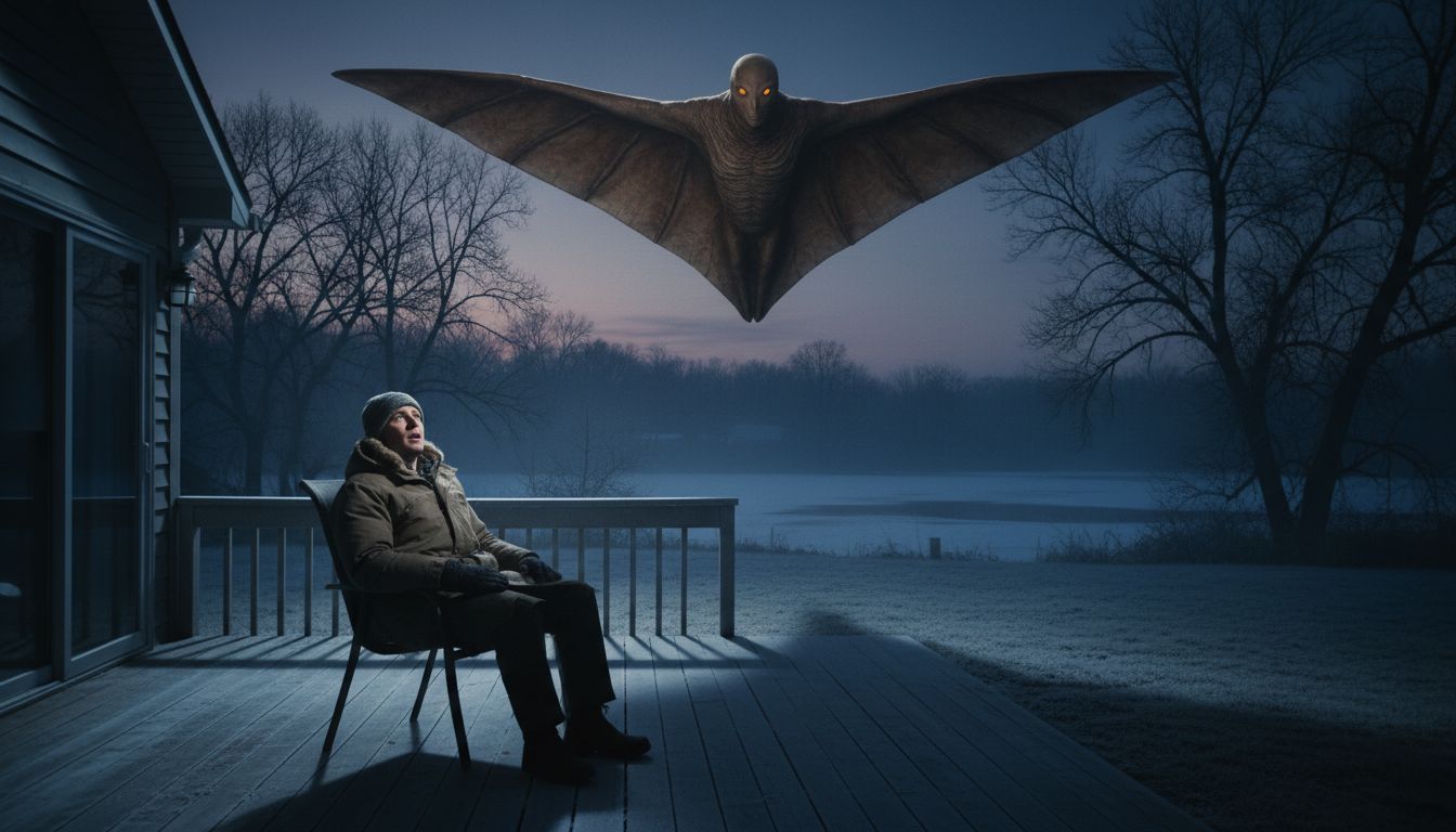 TRIANGULAR WINGED HUMANOID & SILENT UFO ACTIVITY Reported Near Wilmington, Illinois