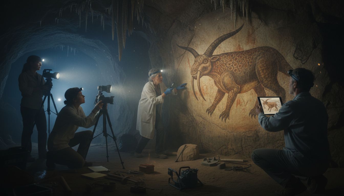 Scientists Discover Rock Paintings in a Cave Revealing Strange Creatures from a Time Long Before Humans - The Daily Galaxy