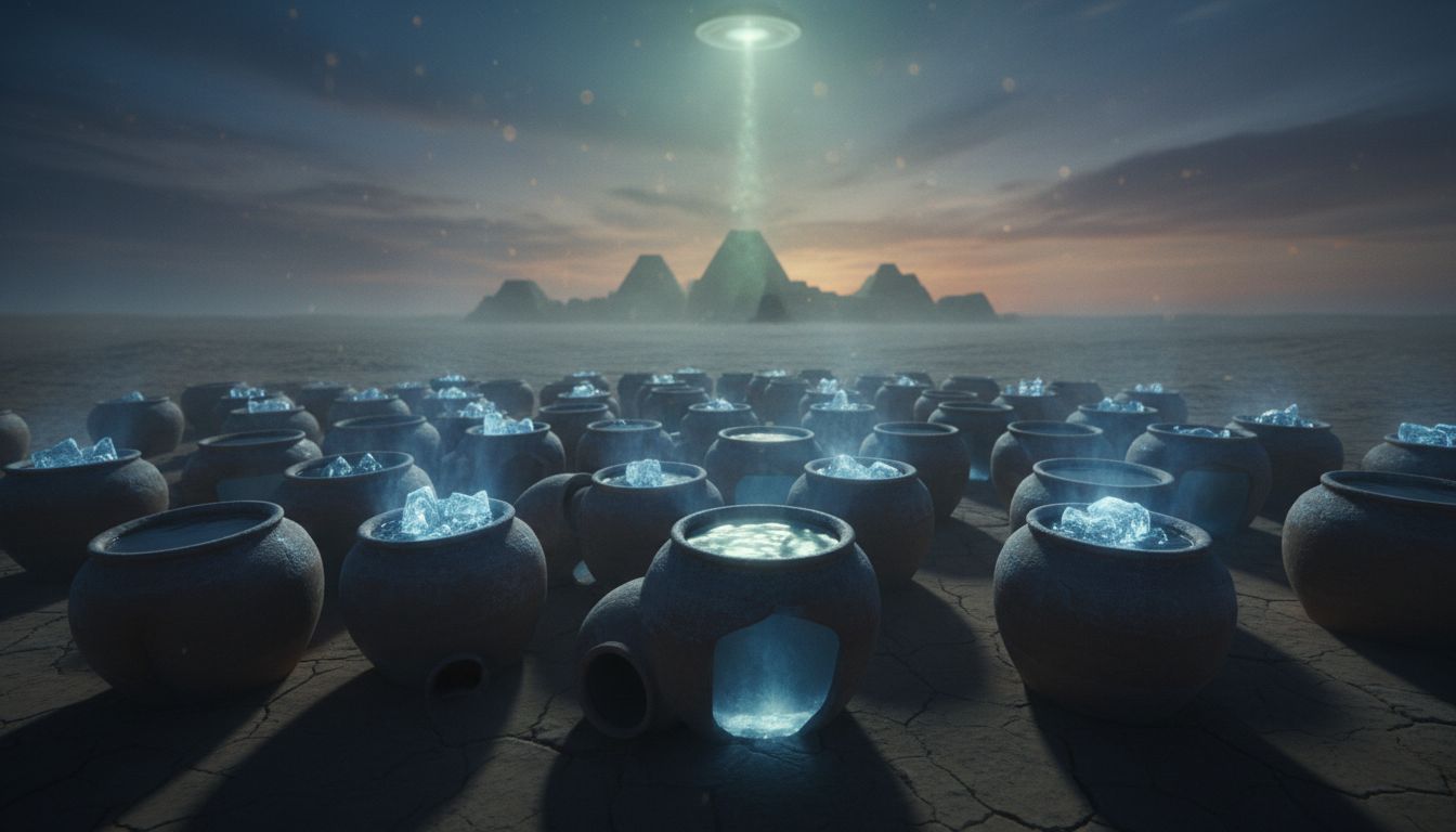Ancient Iraq: Empty Jars Fill With Water & Ice Blocks Made in Hot Desert
