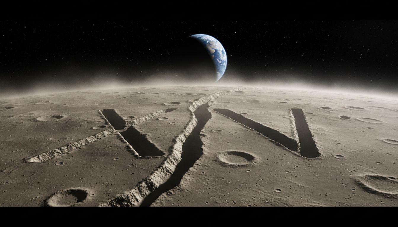 The letters “X” and “V” appear on the surface of the Moon - Universe Space Tech