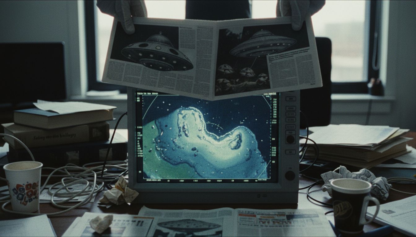 Tabloids sensationalized a blurry sonar image as a sunken UFO