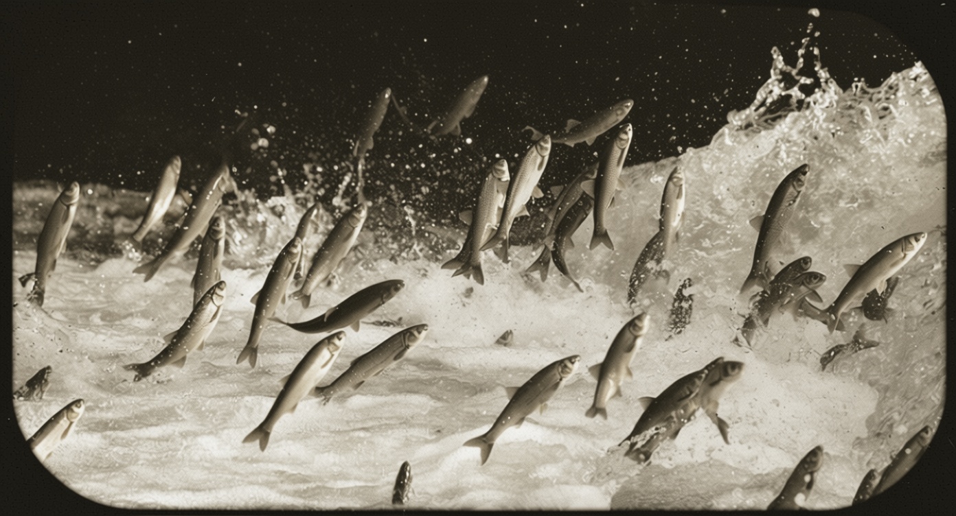 Hundreds of fish leap ashore at a Spanish marina