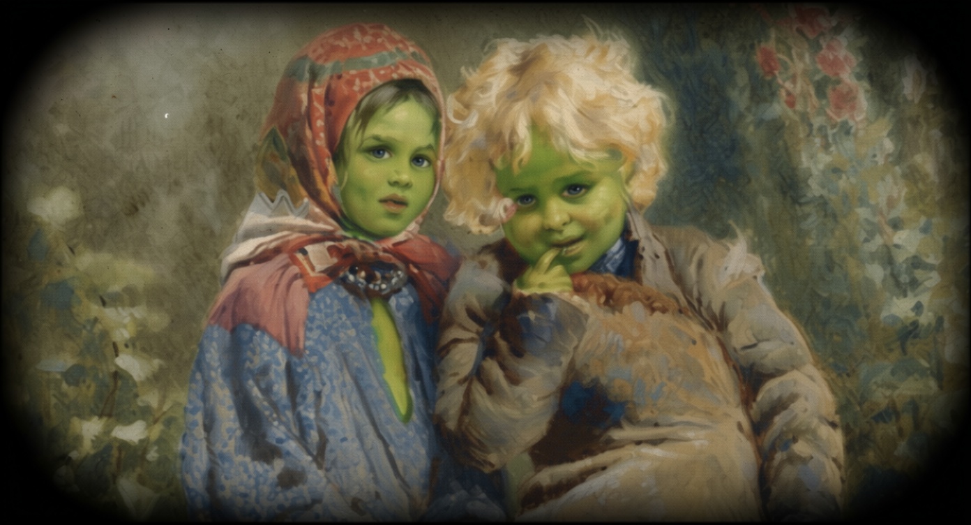 Two green-skinned children were reportedly discovered in medieval Woolpit, England