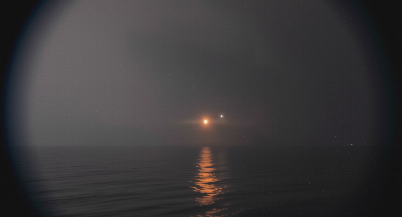 UAP is filmed through a telescope hovering above the water, then rising into the sky