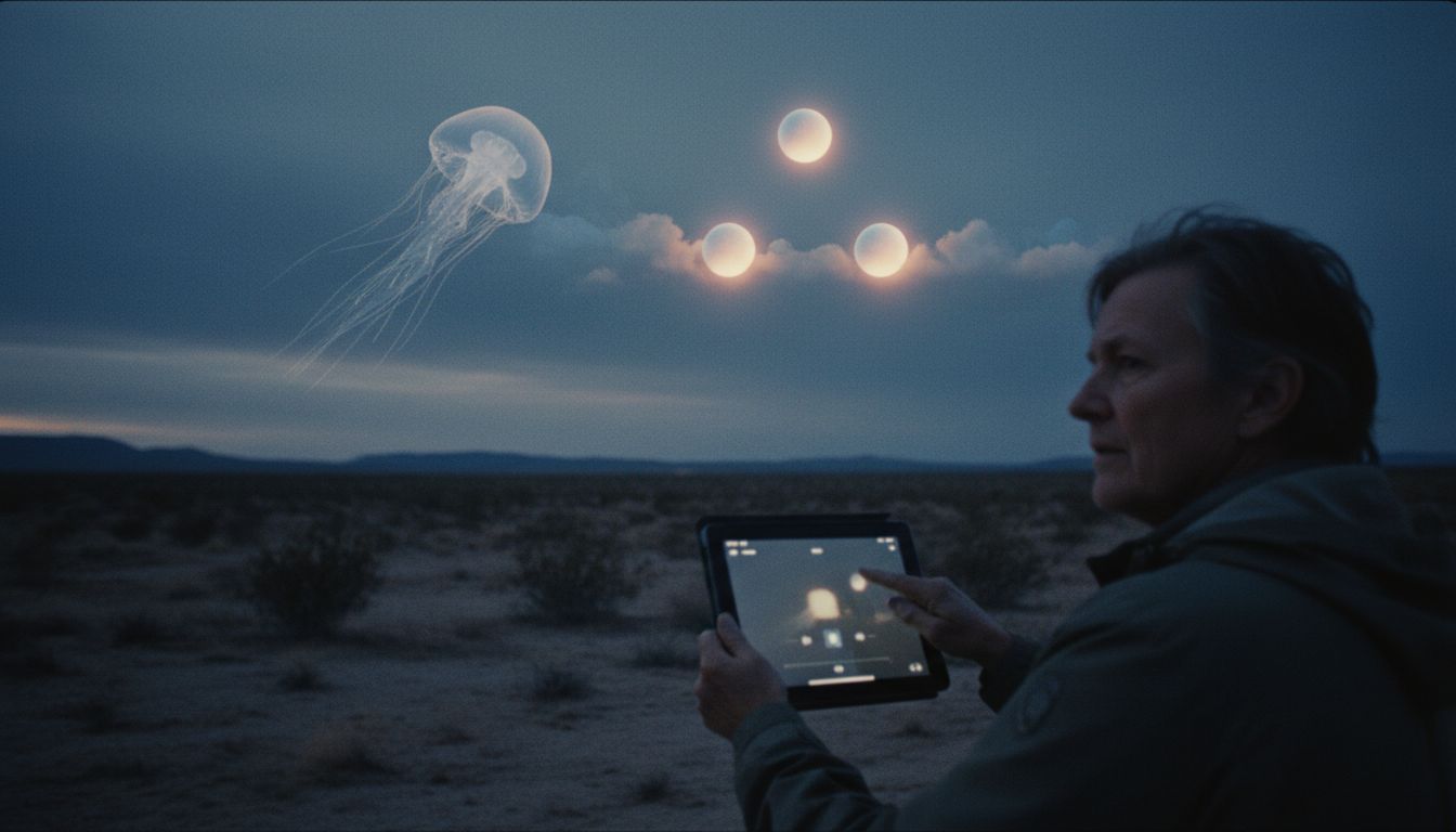 Poster reports seeing three orbs and a jellyfish-shaped object