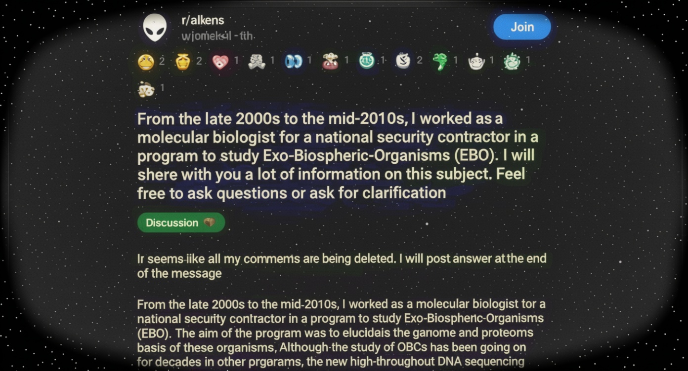Reddit post discusses alleged message asking whether aliens should appear