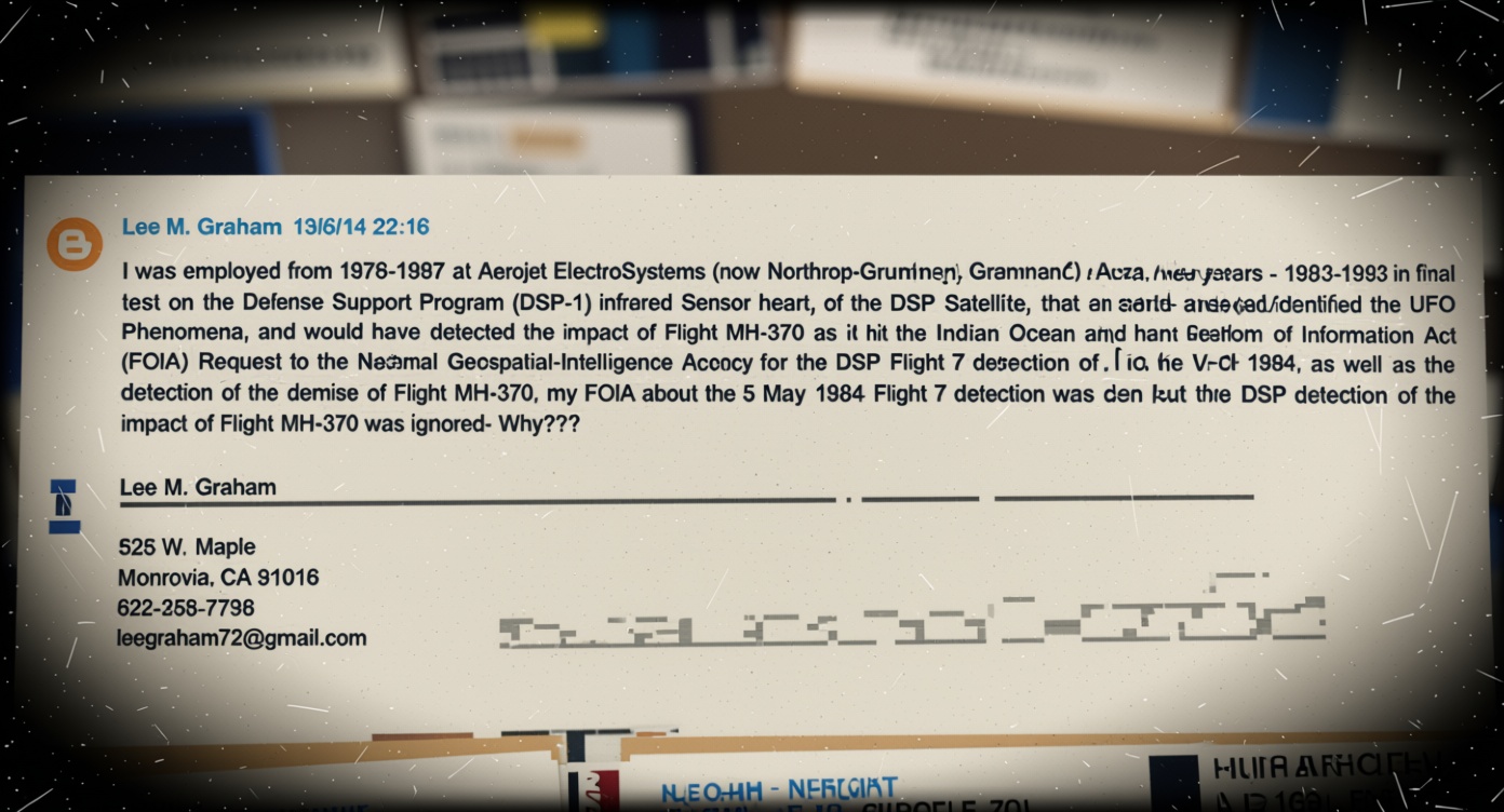 Correspondence between Aerospace engineers Lee Graham, Richard Bissell, Ben Rich and John Alexander in the mid-80s/early-90s regarding the reality of UFOs and MJ-12 and their connections to David Grusch and MH370