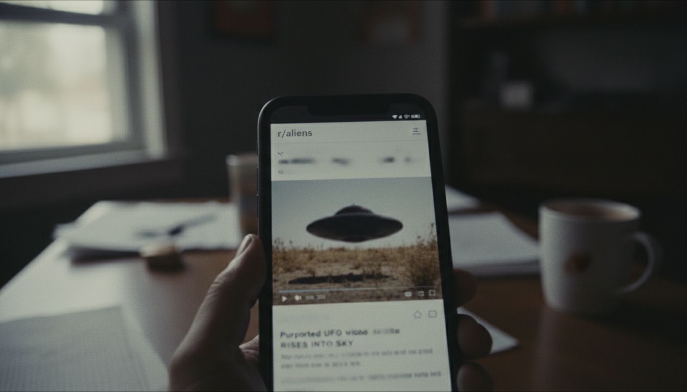 Video purportedly shows black disc-shaped object hovering and rising