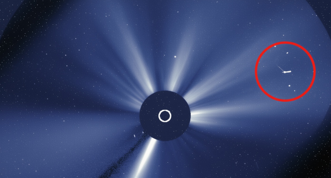 Ufologist claims image shows a giant object crossing the Sun at near-light speed
