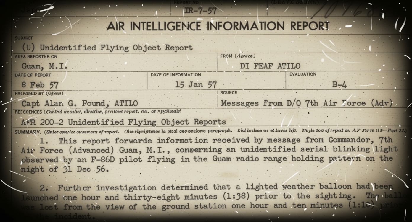 DOD releases 1956 report outlining UFO encounter over Guam