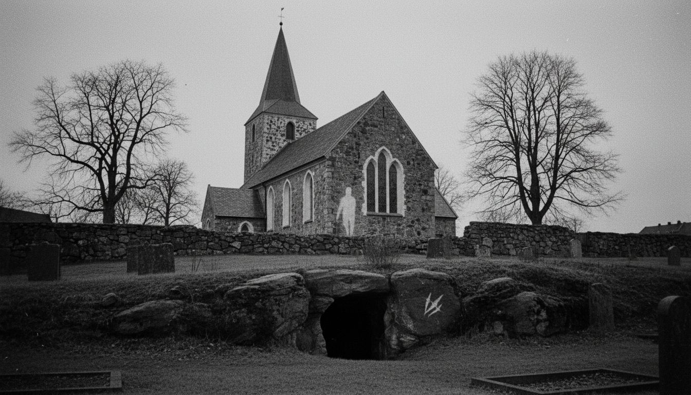 Folklore links Oslo's Gamle Aker Church to a dragon's den and ghostly figure