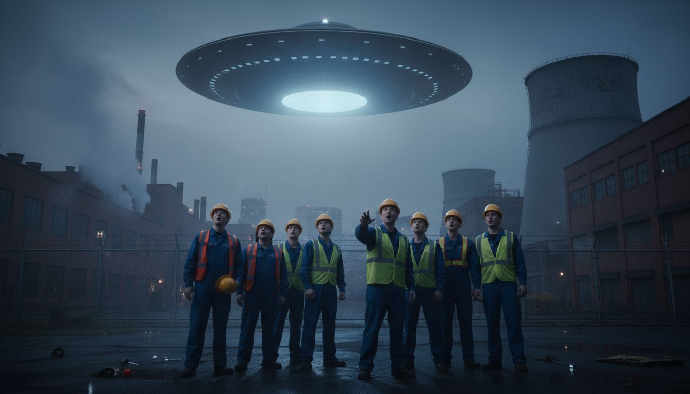 'Dish-shaped' UFO spotted 'gliding' across sky by factory workers leaves them 'speechless' - Daily Star