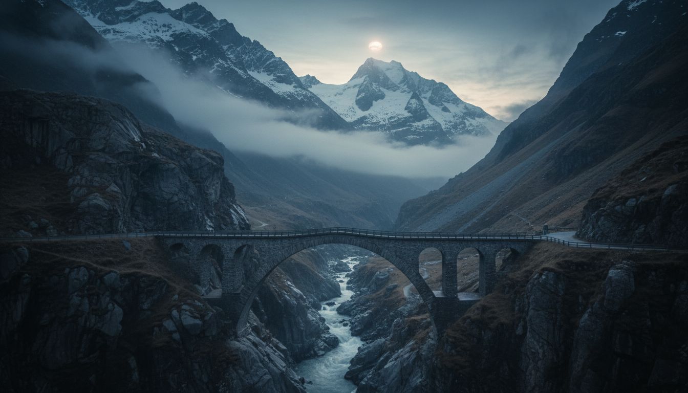The Teufelsbrücke of Andermatt and the Schöllenen Gorge Made by the Devil
