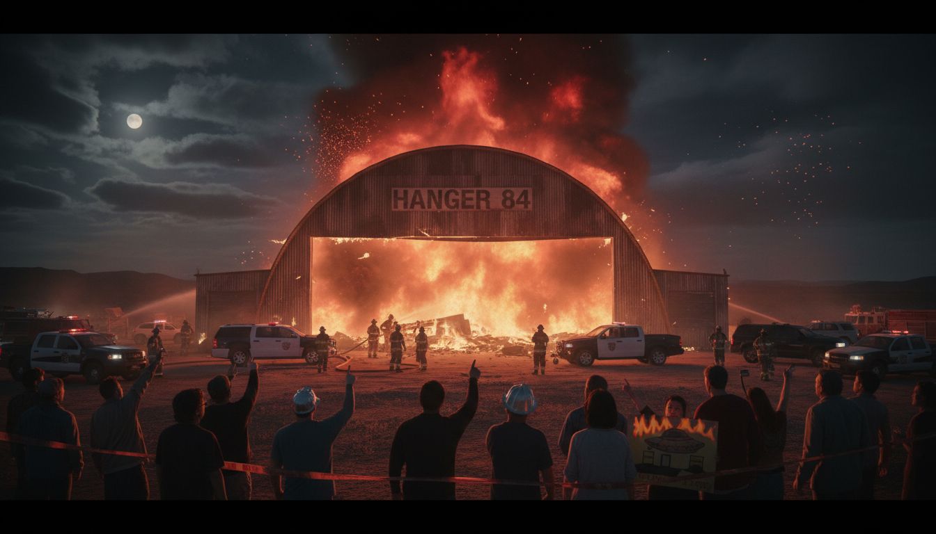Mysterious fire erupts at UFO crash-linked ‘Hanger 84’ in Roswell where conspiracy claims ‘alien bodies were stashed’ - The US Sun