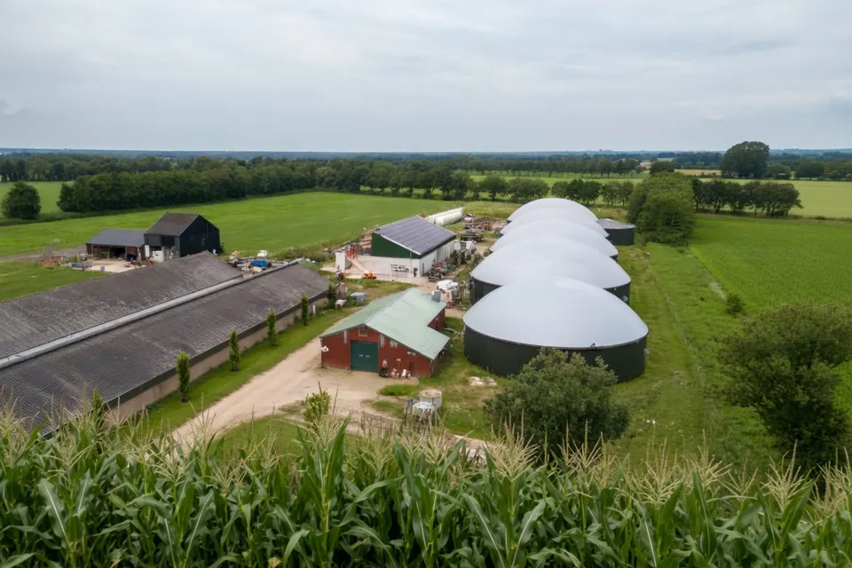 Installatie voor de productie van groen gas op een agrarisch terrein in Brabant