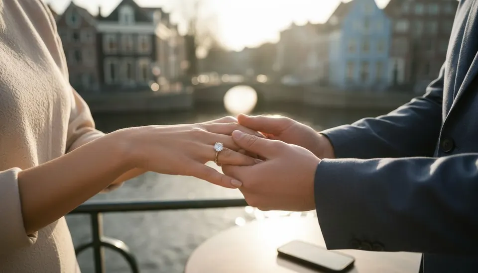 Laura Tesoro toont haar verlovingsring terwijl haar partner haar hand vasthoudt