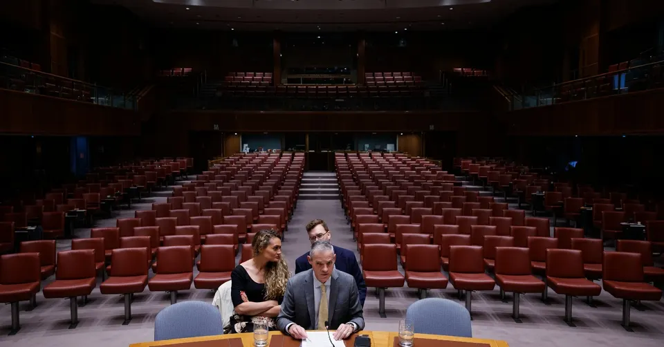 De Amerikaanse delegatie bij de VN-Veiligheidsraad tijdens een vergadering over Oekraïne