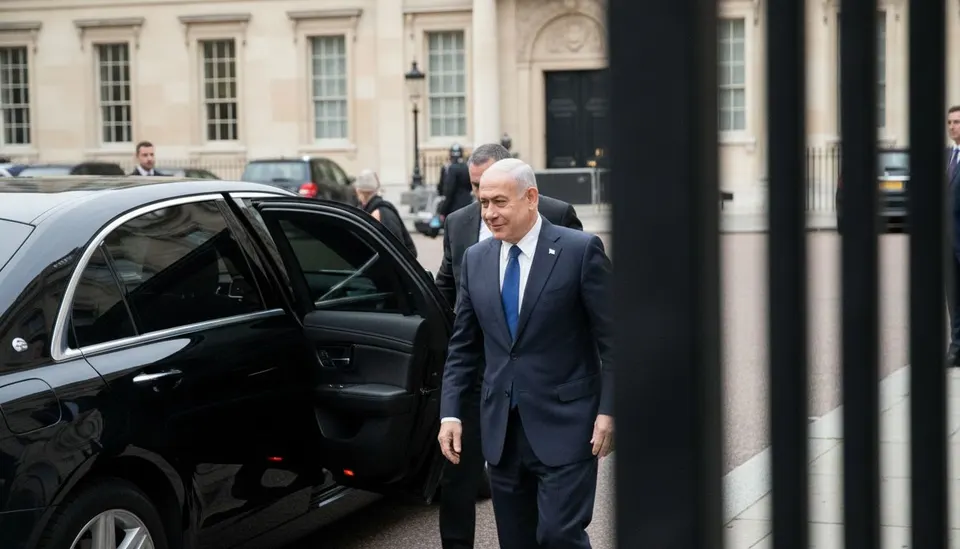 Netanyahu arriveert via een zij-ingang van het Witte Huis voor overleg met Trump