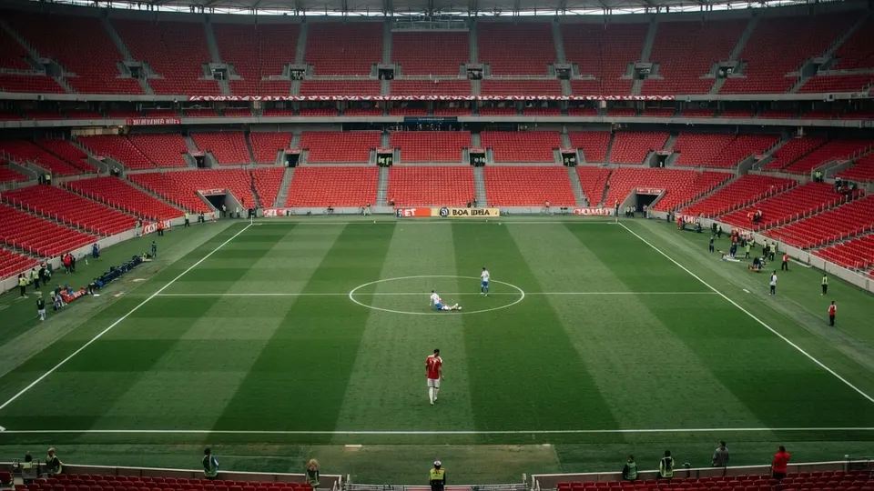 Spelers op het veld tijdens de wedstrijd tussen Internacional en Cruzeiro