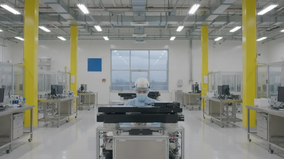 Medewerker in een cleanroom van chipmachinemaker ASM