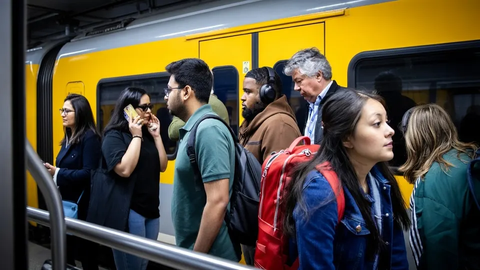 Reizigers stappen in bij een NS-trein
