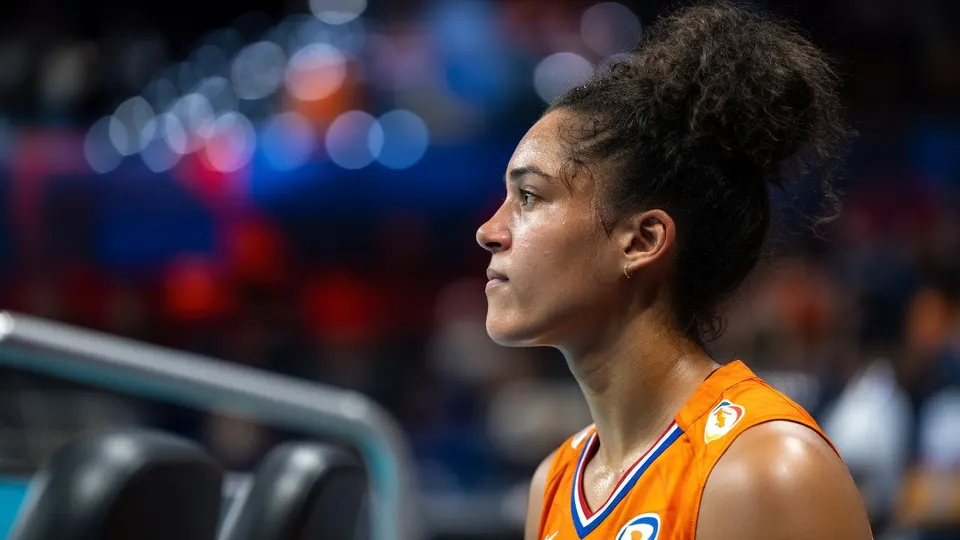 Celeste Plak in actie voor het Nederlandse volleybalteam