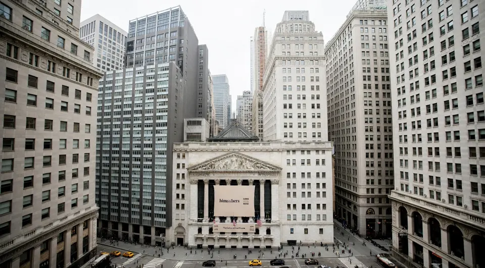 Het gebouw van de New York Stock Exchange in Manhattan