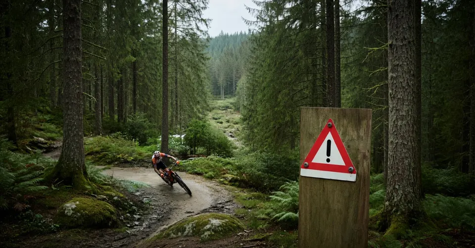Mountainbiker op een pad in het bos van het Rijk van Nijmegen