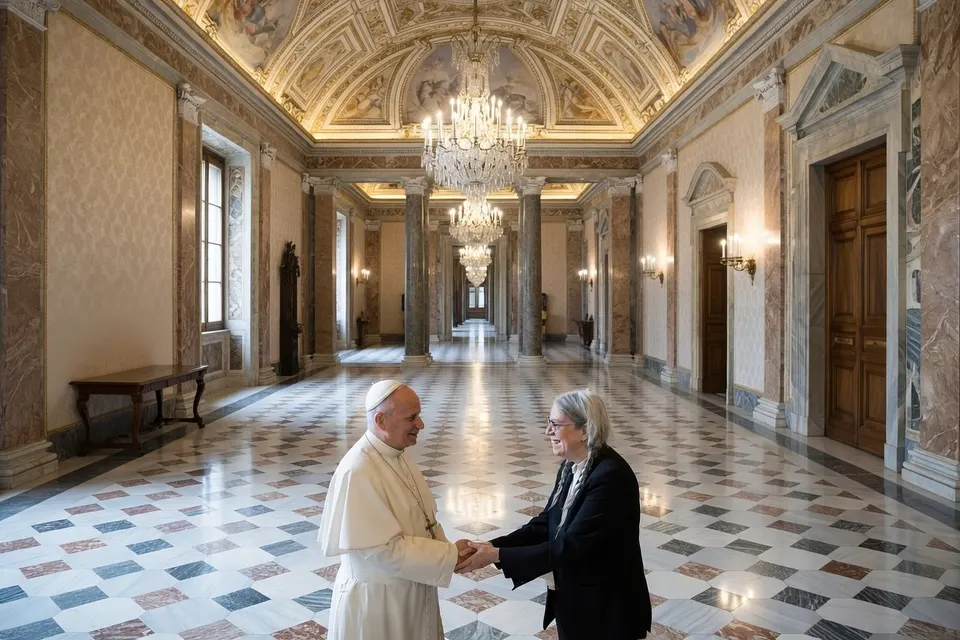 Patti Smith begroet paus Leo XIV tijdens een audiëntie in het Vaticaan